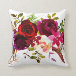 Coussin Bohème Bourgogne Marsala Rouge Blanc Rose Floral<br><div class="desc">Style bohème Jeu d'oreiller avec aquarelle illustration de bordeaux,  marsala,  pivoines rouges et roses et roses avec accent plumes. Des articles correspondants sont également disponibles.</div>