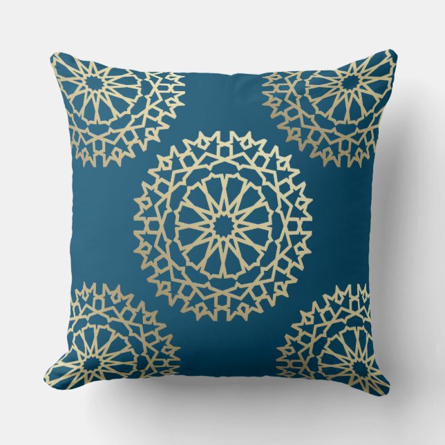 Coussin Bohême chic bleu pétrole (Recto)
