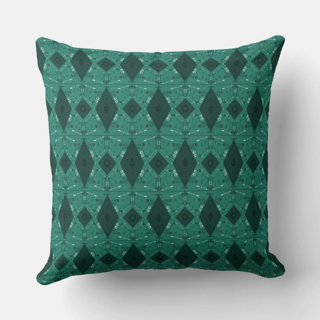 Coussin Bohème Chintz Illustration Micro vert Turquoise (Verso)
