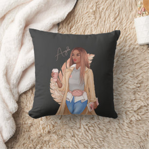 Coussin Bohème Faux Parties scintillant fille Tan cheveux 