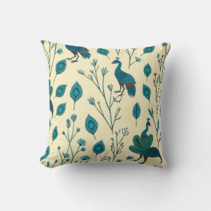 Coussin Bohème Peacock Floral Design