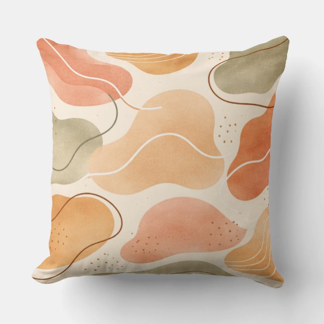 Coussin Boho Abstract Organic Shape Pillow - Earthy (Recto)