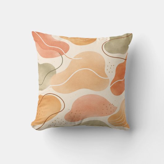 Coussin Boho Abstract Organic Shape Pillow - Earthy Terrac (Recto)