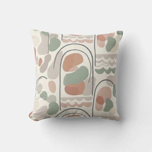 Coussin Boho Abstract Organic Shape Pillow - Earthy Terrac (Recto)