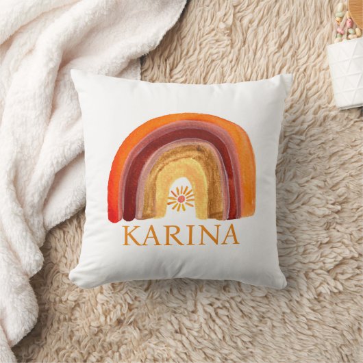 Coussin Boho Arc-en-ciel Bohème Soleil Orange Baby Nursery (Couverture)