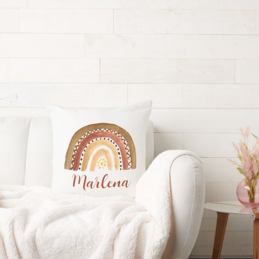 Coussin Boho Arc-en-ciel Bohème Tons Terre Neutre Soleil (Canapé)