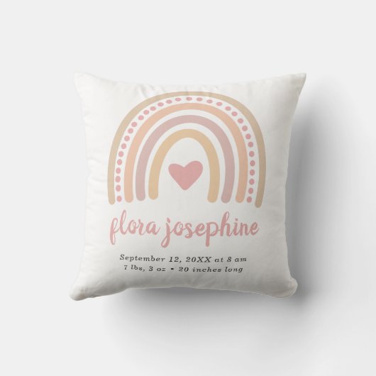 Coussin Boho Arc-en-ciel rose Coeur mignon Statistiques de (Verso)