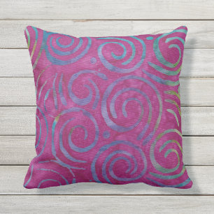 Coussin Boho Batik Magenta Purple Swirls Motif