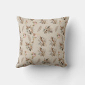 Coussin Boho beige vert rose floral botanique feuilles (Verso)