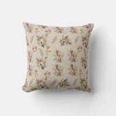 Coussin Boho beige vert rose floral botanique feuilles (Recto)