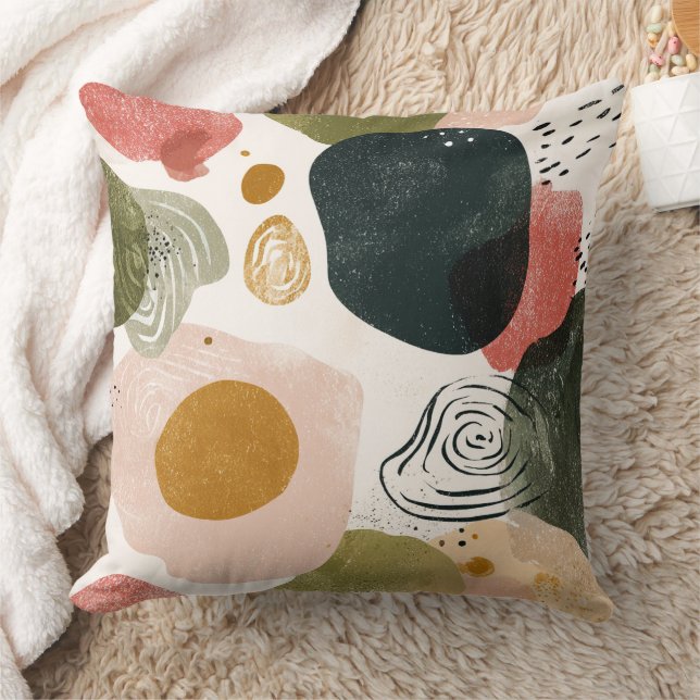 Coussin Boho biologique Motif Abstrait en Tone Toné Terre (Couverture)