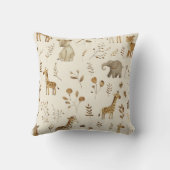 Coussin Boho Blanc Beige Jungle Animaux (Verso)