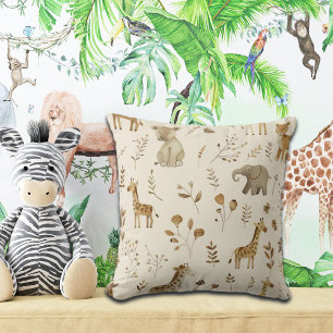 Coussin Boho Blanc Beige Jungle Animaux