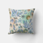 Coussin Boho Bleu Vert Whimsical Floral Botanique (Verso)