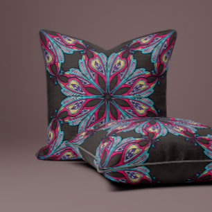 Coussin Boho Bloom en Brun Moccha