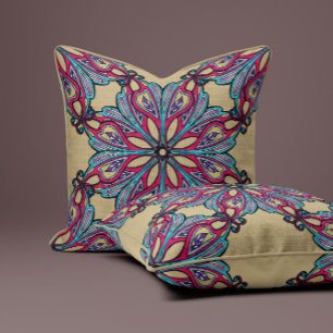 Coussin Boho Bloom en Or Jaune Chaud