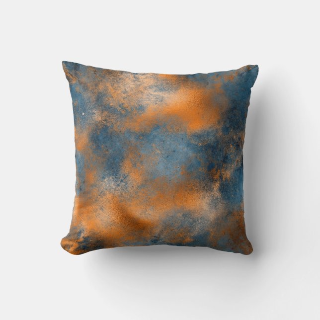 Coussin Boho Blue Copper Graphic Abstrait (Recto)