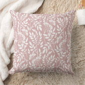 Coussin Boho Botanique Rose Pâle Foliage Blanc (Couverture)