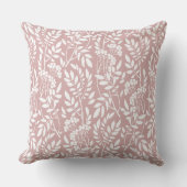 Coussin Boho Botanique Rose Pâle Foliage Blanc (Recto)