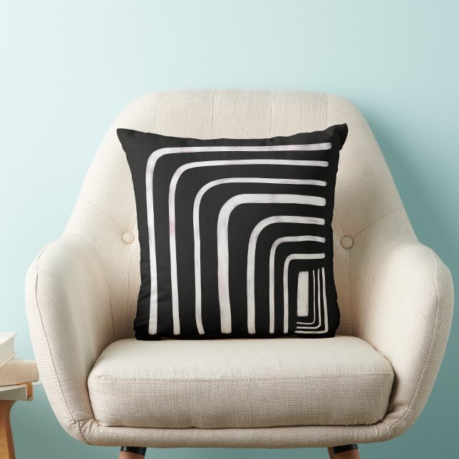 Coussin Boho boudcloth rustique noir et blanc féminin (Créateur téléchargé)