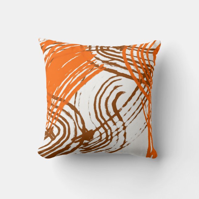 Coussin Boho Brown, Orange Abstract Design (Recto)