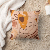 Coussin Boho Brun Tan Beige Orange Art Abstrait (Couverture)