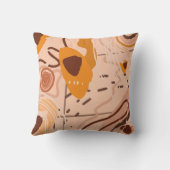 Coussin Boho Brun Tan Beige Orange Art Abstrait (Verso)