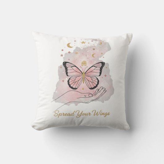 Coussin Boho Butterfly "Spread Your Wings" Throw Pillow (Recto)