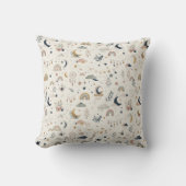 Coussin Boho Celestial  | Lune et Étoiles Neutres (Recto)