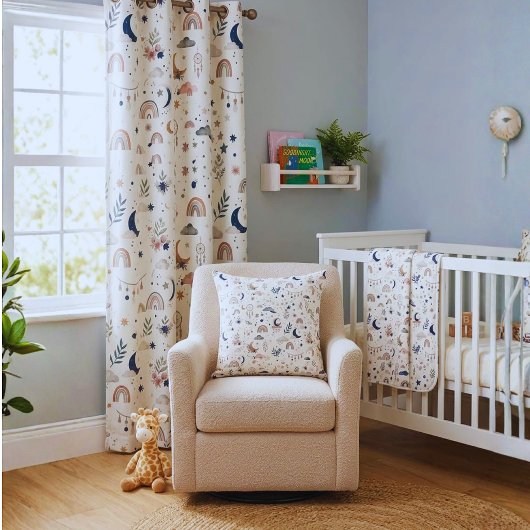 Coussin Boho Celestial | Lune et Étoiles Neutres