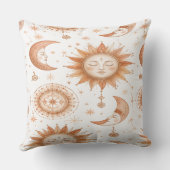 Coussin Boho Celestial Sun Moon Throw Pillow (Verso)