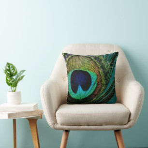Coussin Boho Chic Plume de Paon Photographie Moderne