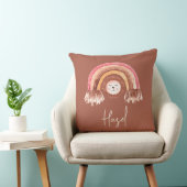 Coussin Boho Chic Rainbow Lion Nom bébé Terracotta (Chaise)