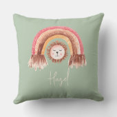 Coussin Boho Chic Rainbow Lion Nom bébé Terracotta (Verso)