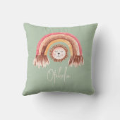 Coussin Boho Chic Rainbow Lion Nom du bébé Sage (Verso)