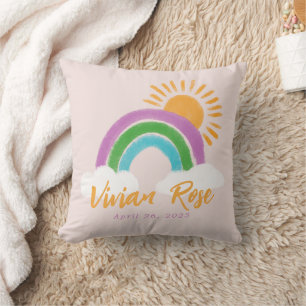Coussin Boho coloré arc-en-ciel Baby Birthday Nursery Déco