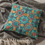 Coussin Boho coloré Bohemian Design Orange Turquoise<br><div class="desc">Cette conception peut être personnalisée en choisissant l'option Modifier la conception. Vous pouvez également transférer sur d'autres objets. Contactez-moi à l'adresse colorflowcreations@gmail.com ou utilisez l'option conversation en haut de la page si vous souhaitez avoir cette conception sur un autre produit ou si vous avez besoin d'aide pour cette conception. Voir...</div>