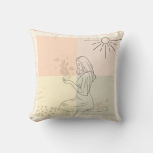 Coussin Boho conception de style d'art Girl avec pilule de