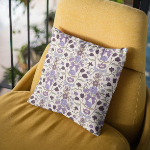 Coussin Boho de vaches pourpres et de fleurs