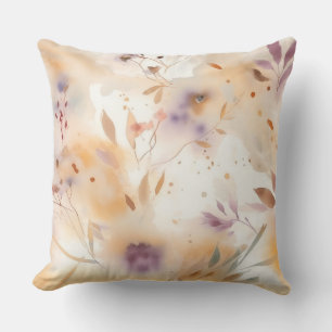 Coussin Boho Eau de Source Aquarelle Jaune Crème Lavande