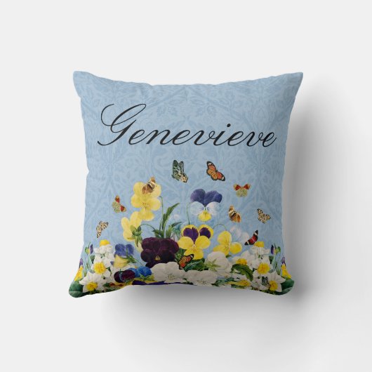Coussin Boho Elegant Pansies de printemps Daffodils Papill (Verso)