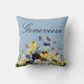 Coussin Boho Élégant Printemps Pensées Jonquilles Papillon (Verso)