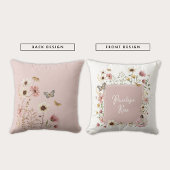 Coussin Boho Fairy Blush Fleur sauvage Girl Nursery Monogr