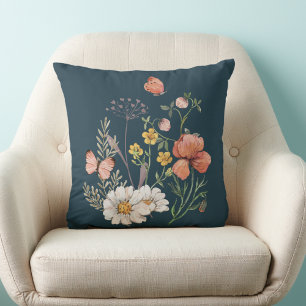 Coussin Boho Fleur sauvage botanique