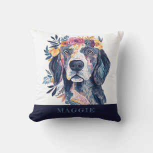 Coussin Boho Floral Chien aquarelle Illustration Espagnol