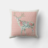 Coussin BOHO Floral Deer w Antlers Dot Motif n Flowers (Verso)