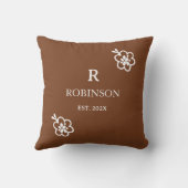 Coussin Boho Floral Orange Brûlé Douce | Monogramme (Verso)