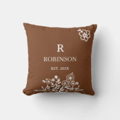 Coussin Boho Floral Orange Brûlé Douce | Monogramme (Recto)