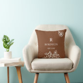 Coussin Boho Floral Orange Brûlée Douce | Monogramme (Chaise)