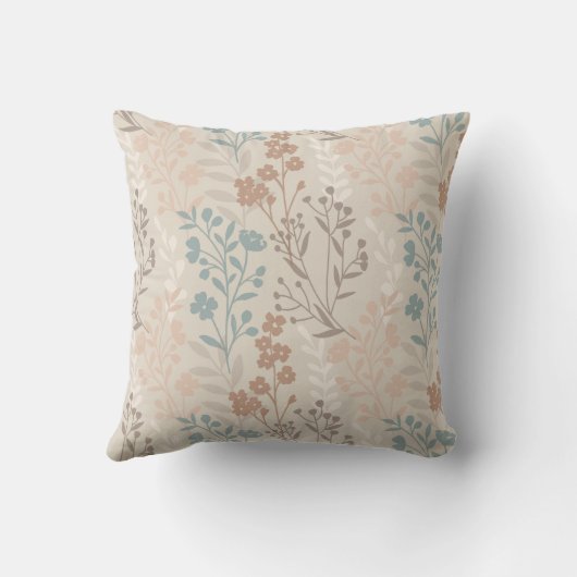 Coussin Boho Florals Bleu Beige Blanc tendance (Verso)